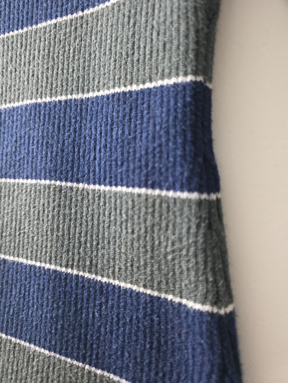 Y2K Retro Reference Point Navy And Green Striped Collared Knit Top Size M - Picture 4 of 4
